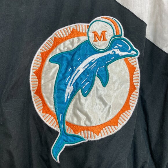 Vtg Miami Dolphins Puffer Jacket Men's L Pro Player Daniel Young Windbreaker - Picture 16 of 16